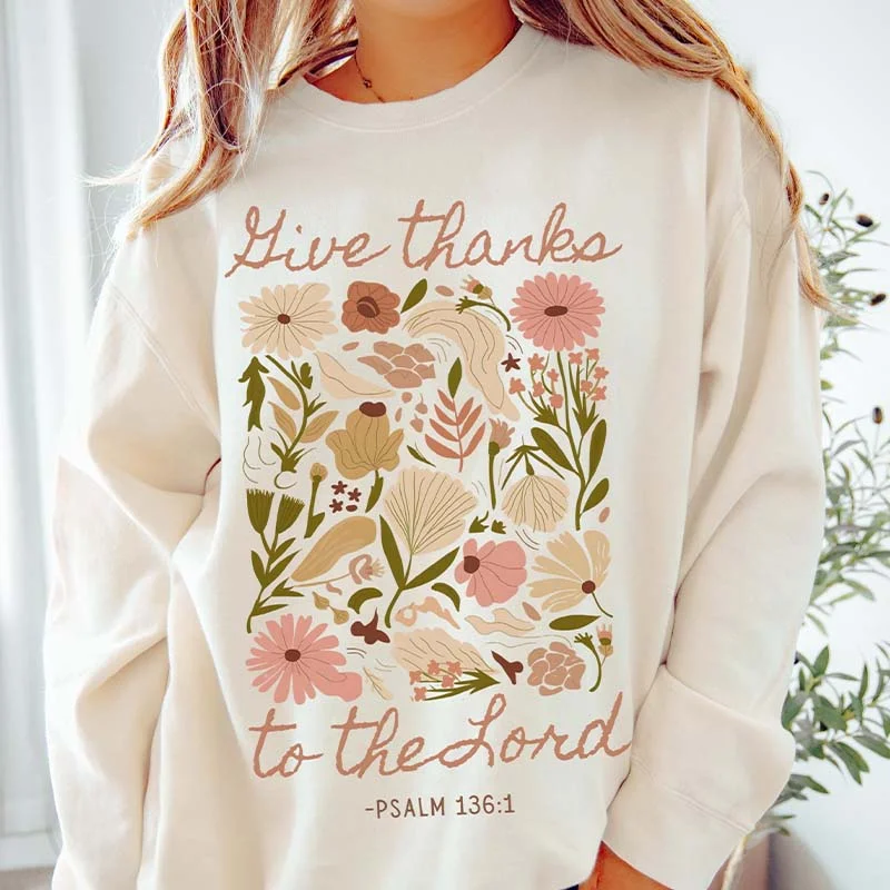 Boho Religious Thanksgiving Floral Trendy Sweatshirt