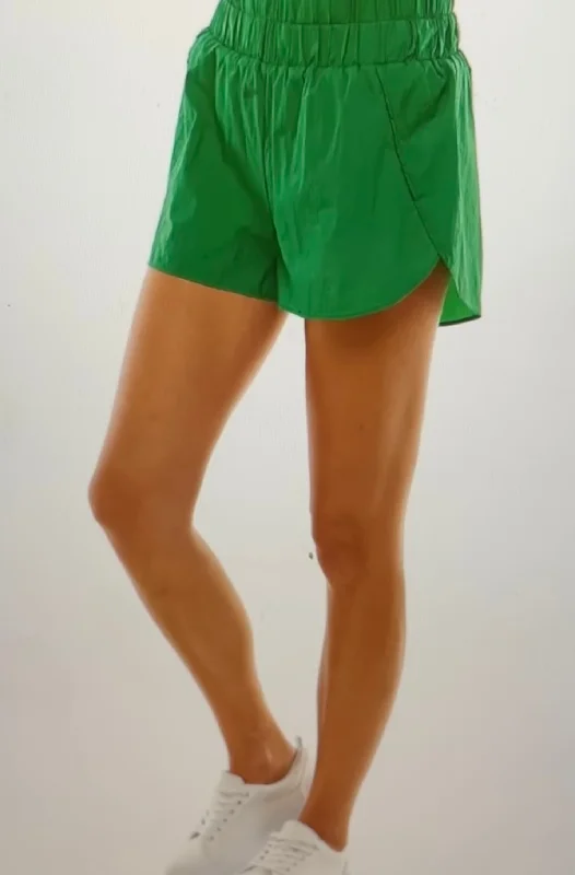 Nylon Kelly Green Athletic Shorts