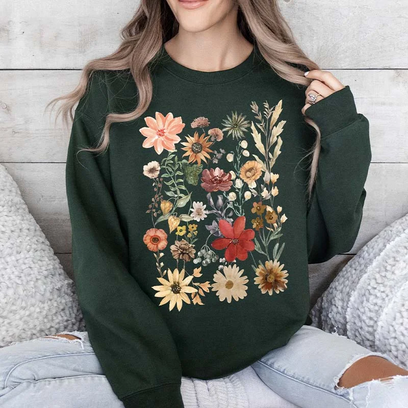 Dried Wildflower Pressed Leaves Sweatshirt