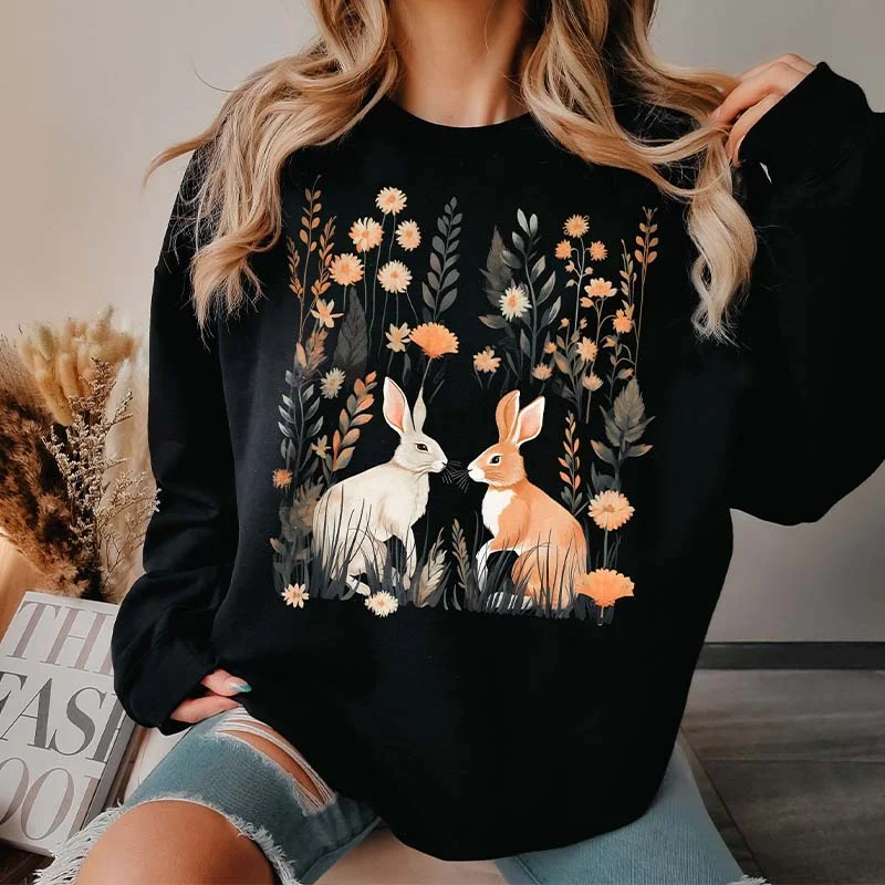 Cozy Fall Cottagecore Rabbit Sweatshirt