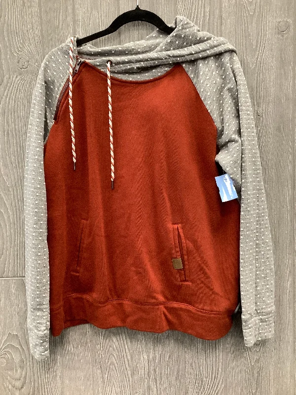 Sweatshirt Hoodie By Maurices In Grey & Orange, Size: L