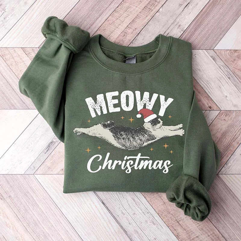 Meowy Christmas Cat Mom Sweatshirt