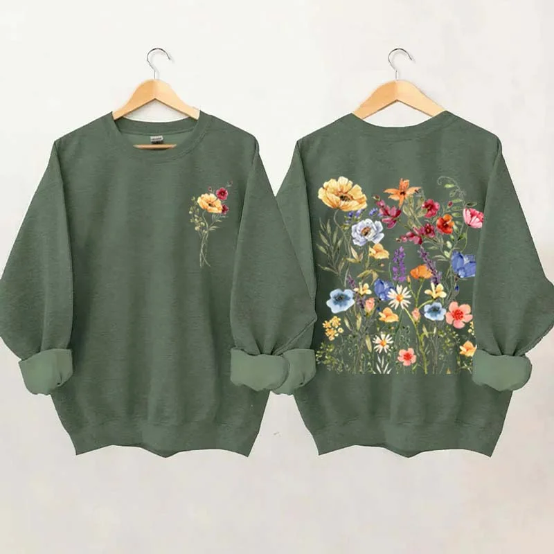 Vintage Pressed Yellow Flowers Sweatshirt