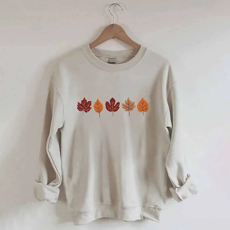 Printed Fall Leaves Sweatshirt