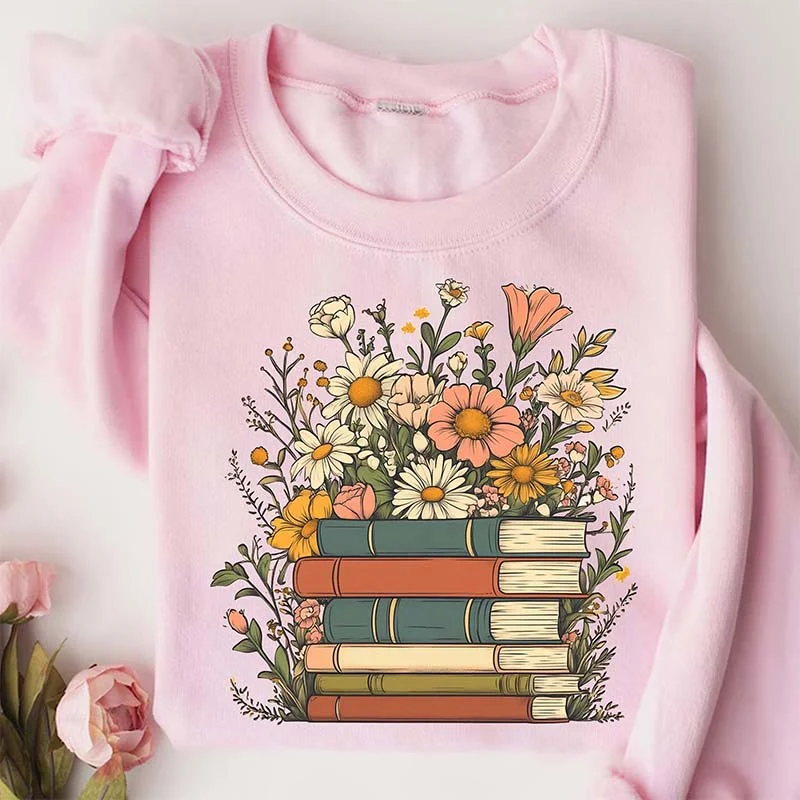 Floral Books Vintage Reader Sweatshirt