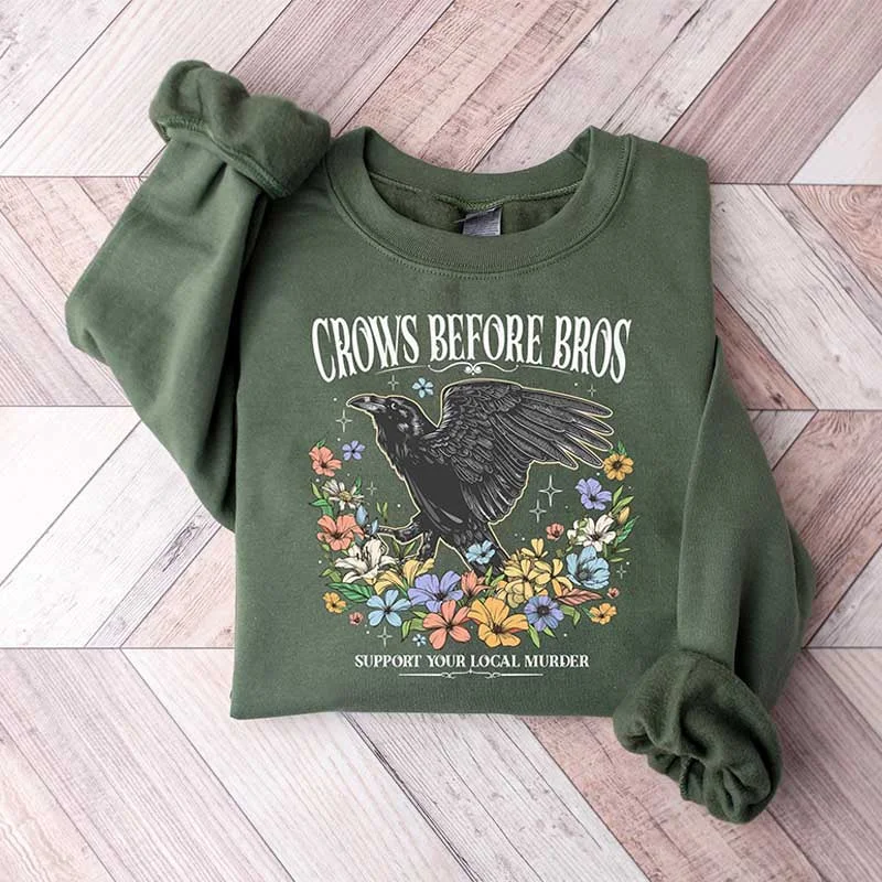 Crows Before Bros Dark Academia Plant Sweatshirt