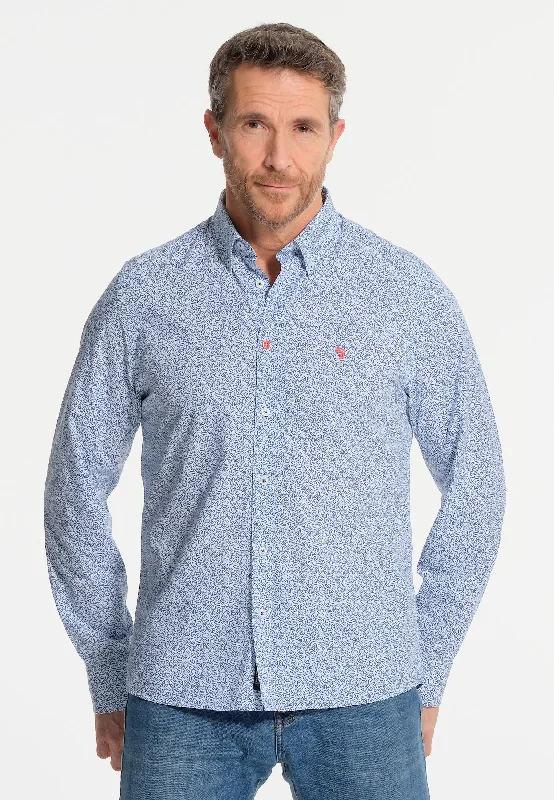 Chemise homme bleue et micro-imprimés