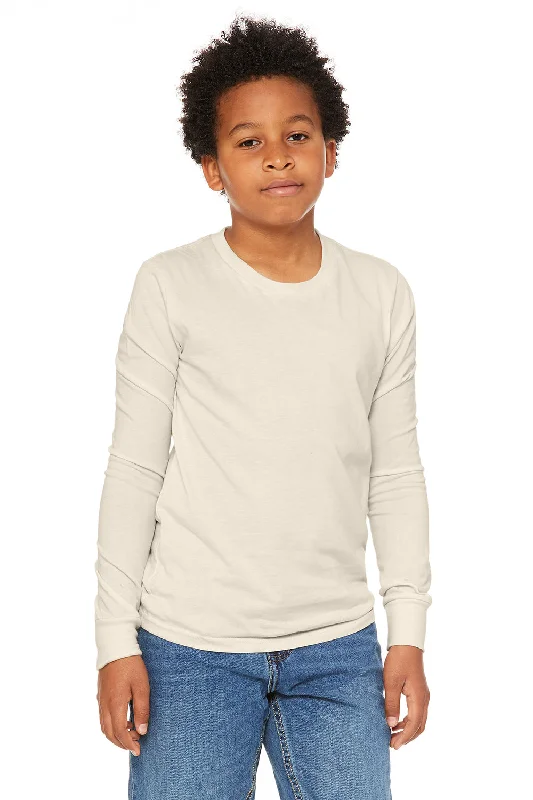 Bella + Canvas Youth Jersey Long Sleeve Crewneck T-Shirt - Natural