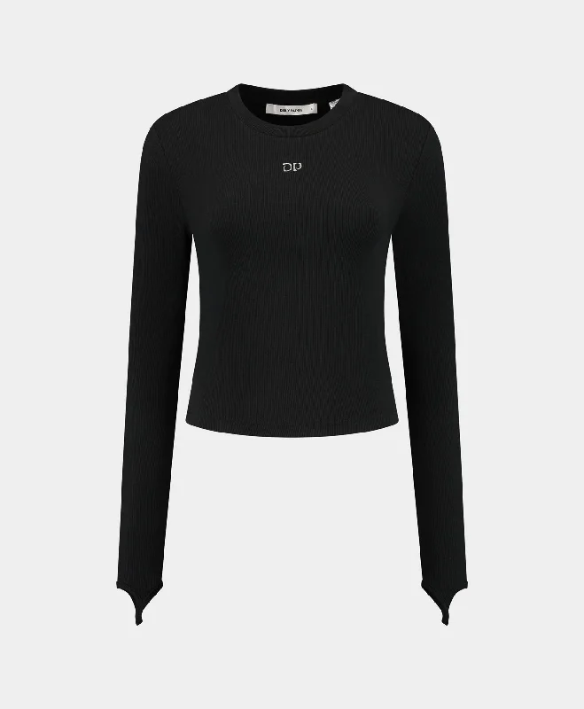 Black Logo Rib Top