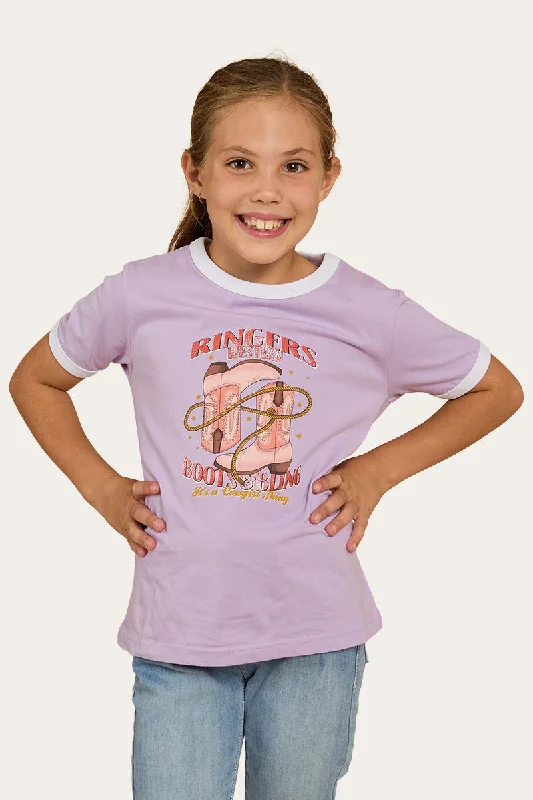 Boots and Bling Kids Ringer T-Shirt - Lavender