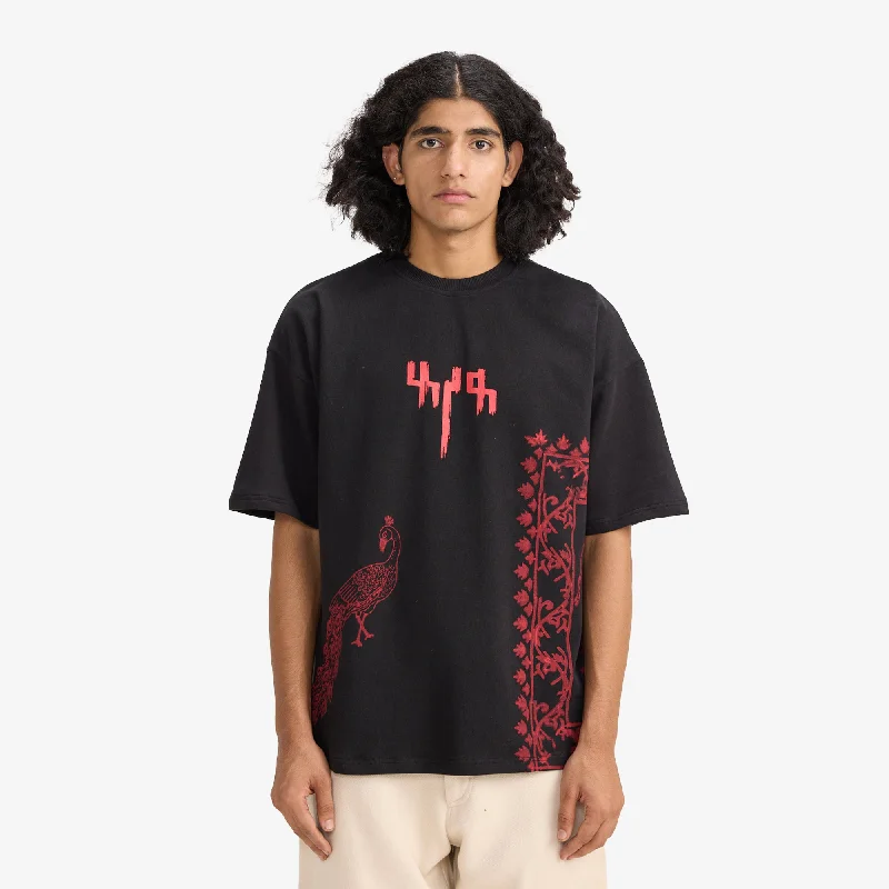 F A R A K | BY MY SIDE BLOCK PRINT T-SHIRT { BLACK/BLACK