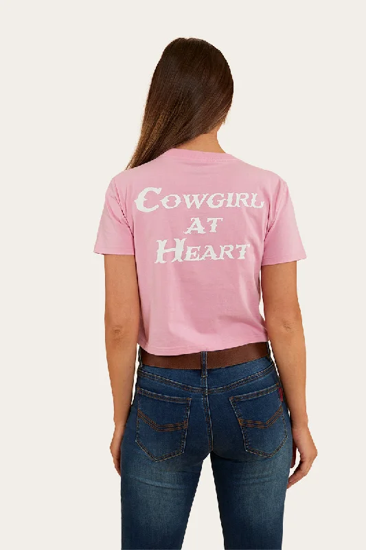 Cowgirl Heart Womens Cropped T-Shirt - Pastel Pink