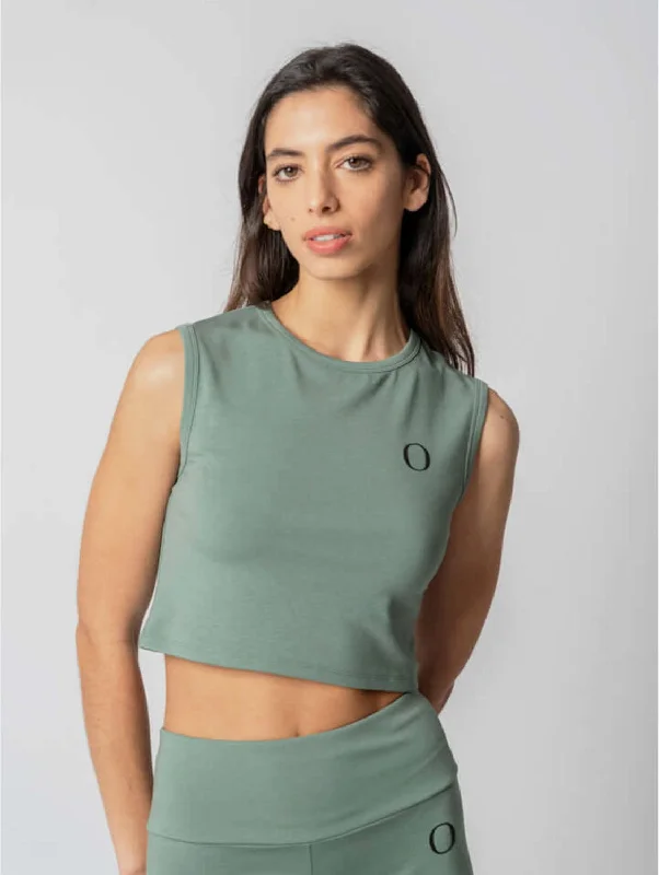 Lyocell Sleveless Crop Top | Rosemary Green