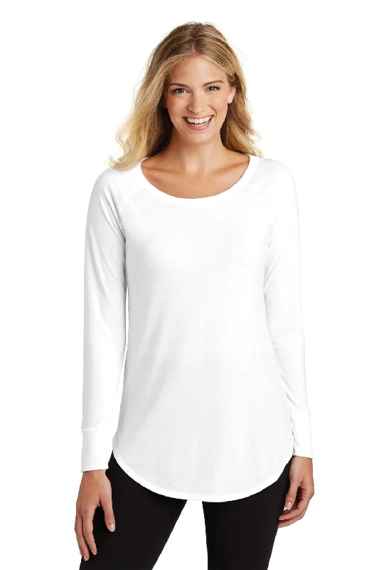 District Womens Perfect Tri Long Sleeve Crewneck T-Shirt - White