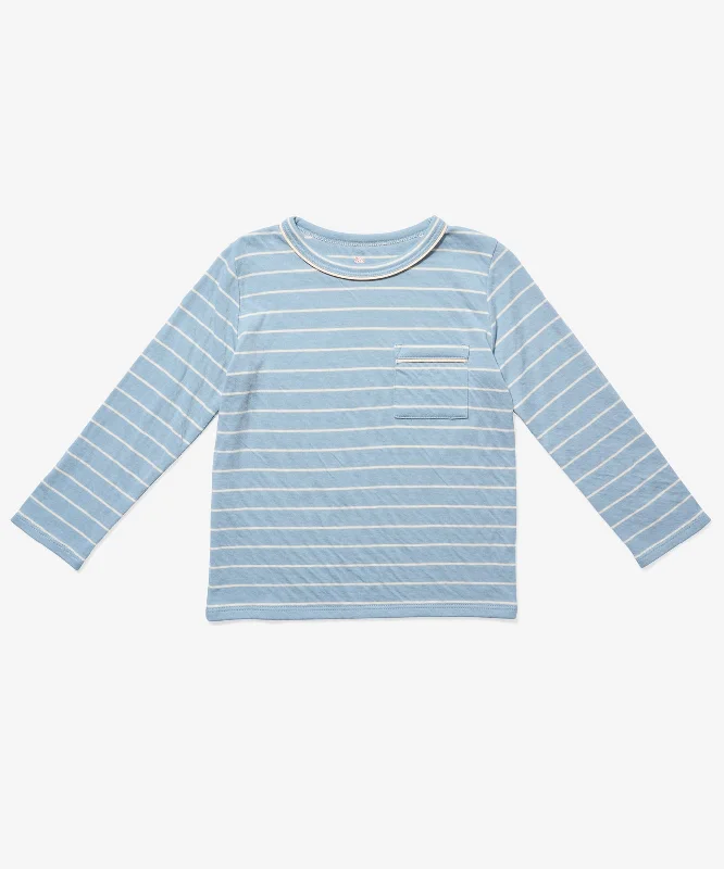 Edward T-Shirt, Dusty Blue Fine Stripe