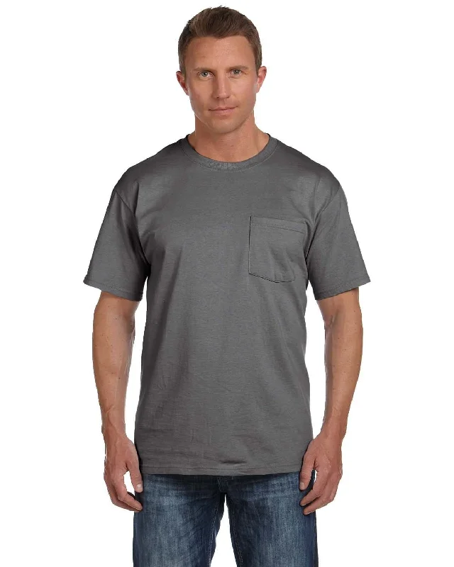 Fruit of the Loom Cotton Pocket T-Shirt | Charcoal Grey