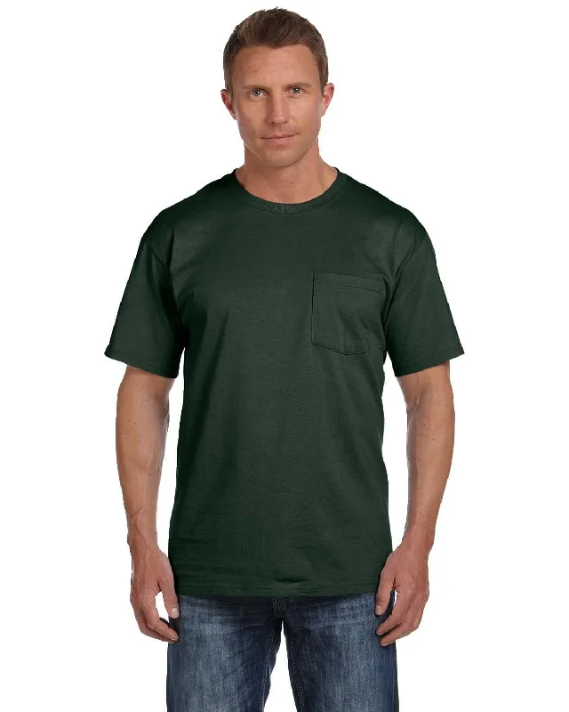 Fruit of the Loom Cotton Pocket T-Shirt | Forest Green