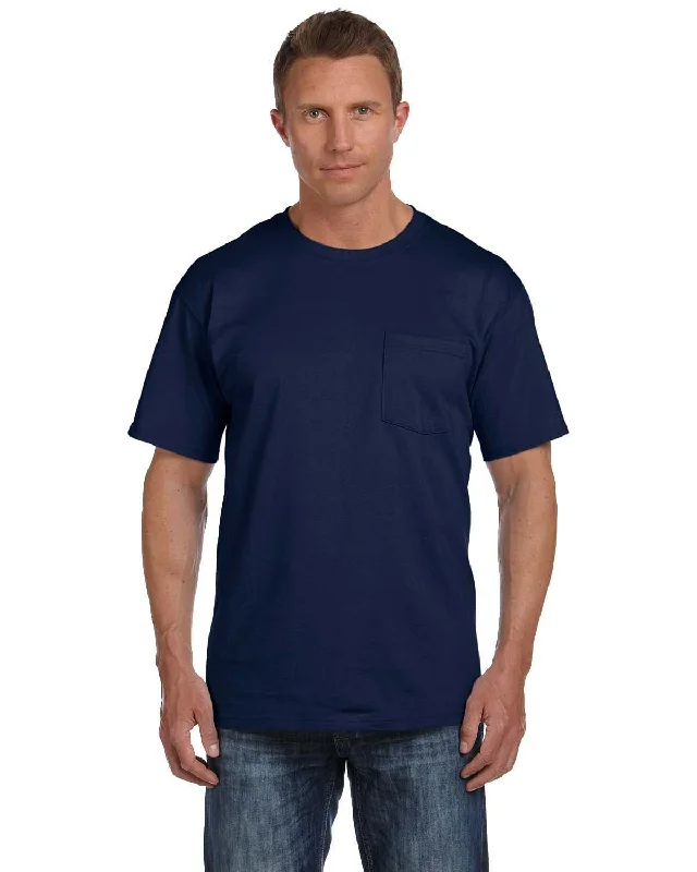 Fruit of the Loom Cotton Pocket T-Shirt | J Navy