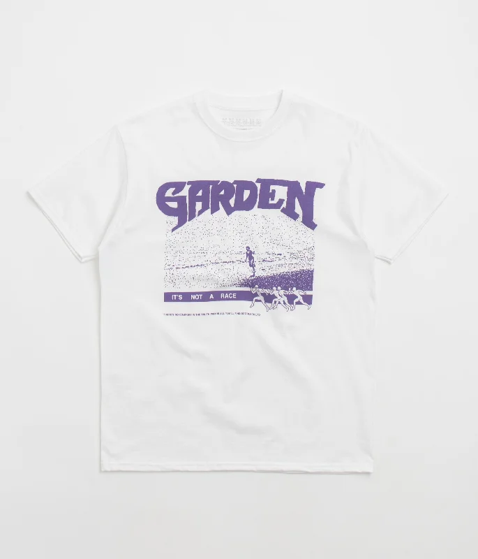 Garden Not A Race T-Shirt - White / Purple