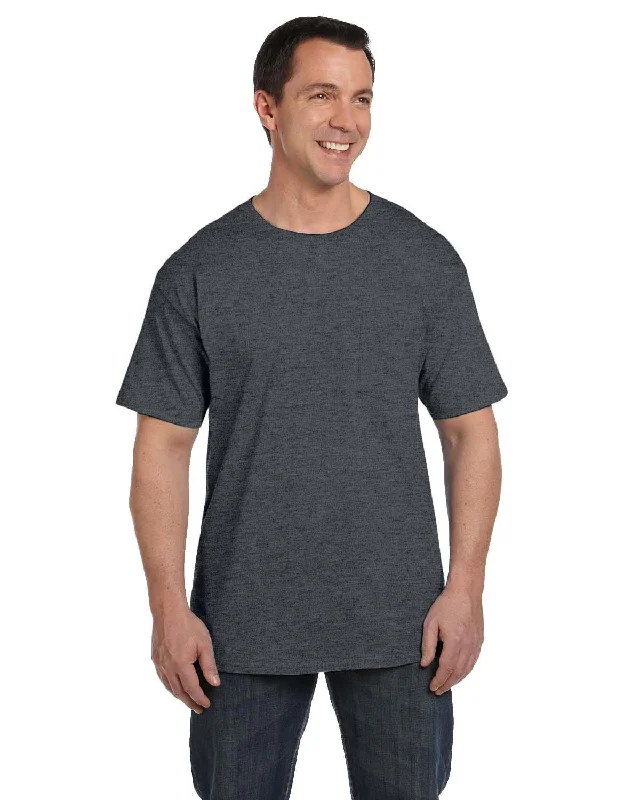 Hanes Beefy-T Pocket T-Shirt | Charcoal Heather