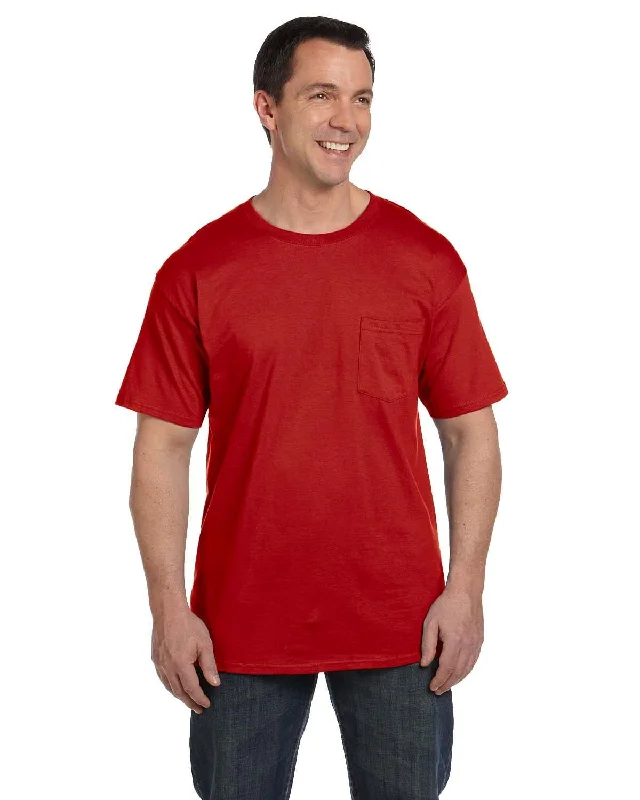 Hanes Beefy-T Pocket T-Shirt | Deep Red