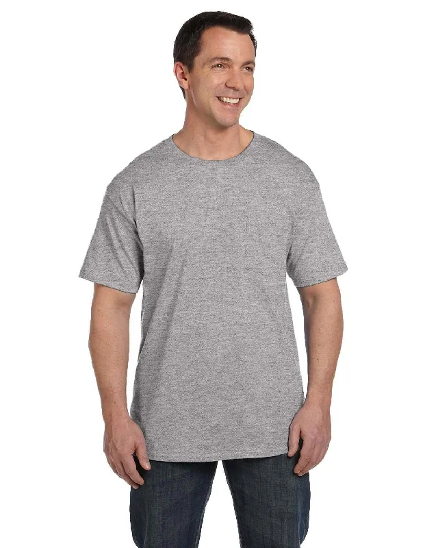 Hanes Beefy-T Pocket T-Shirt | Light Steel