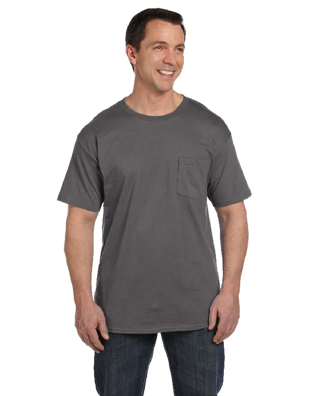 Hanes Beefy-T Pocket T-Shirt | Smoke Gray