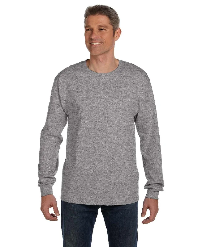 Hanes Tagless Long Sleeve Pocket T-Shirt | Light Steel