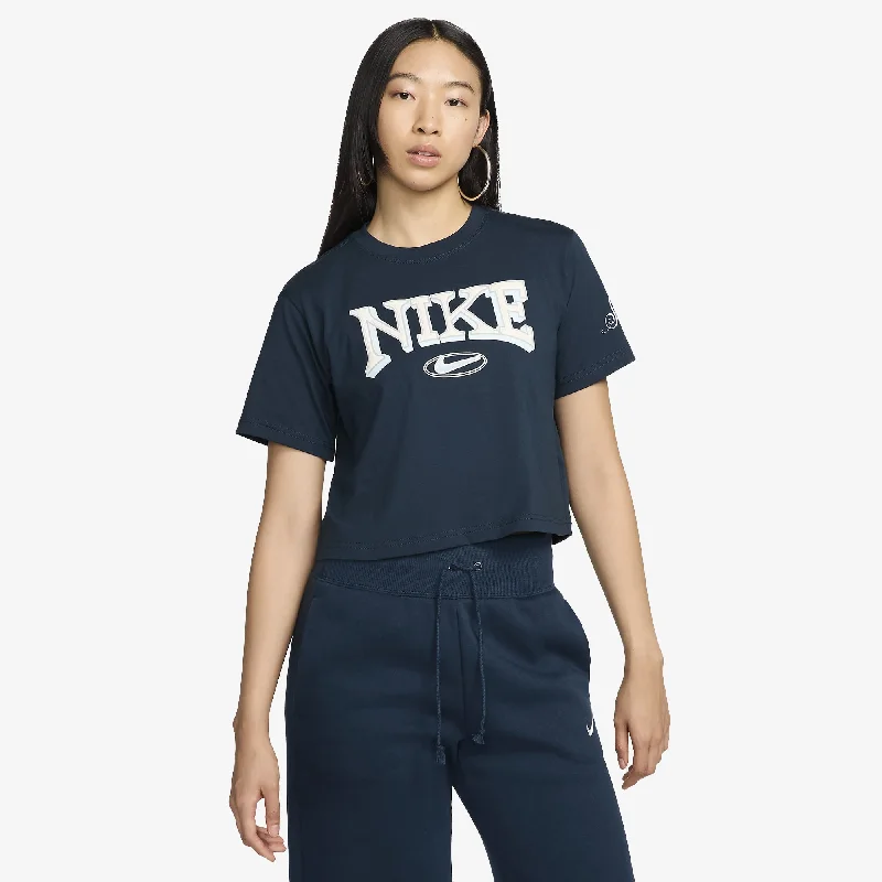 NIKE | WMN'S SPORTSWEAR LOOSE SHORT-SLEEVE CROPPED T-SHIRT { BLUE