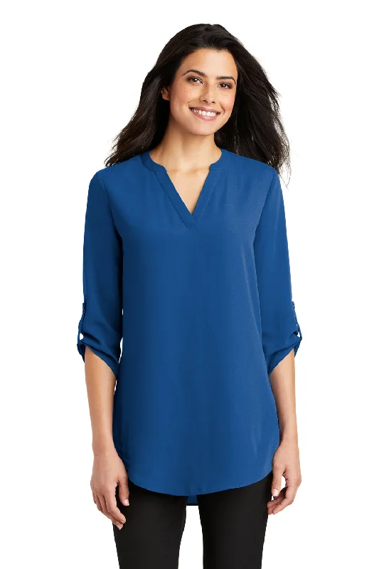 Port Authority Womens 3/4 Sleeve V-Neck T-Shirt - True Blue