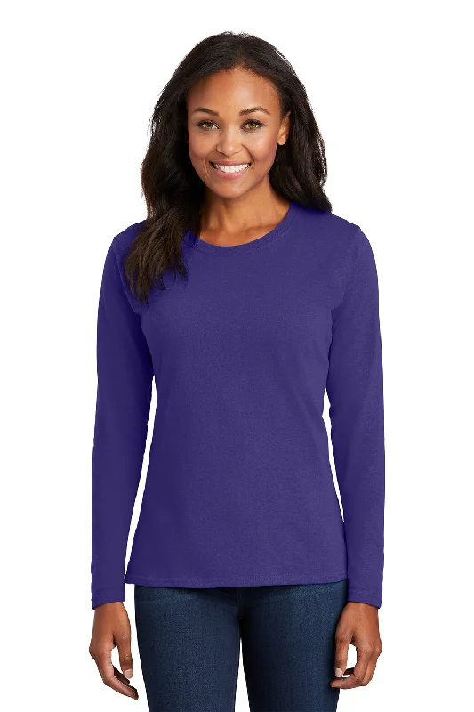 Port & Company Womens Core Long Sleeve Crewneck T-Shirt - Purple