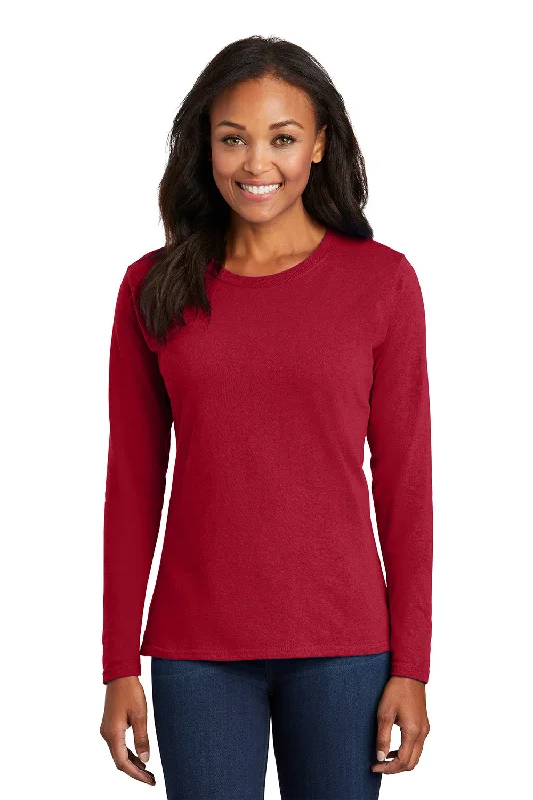 Port & Company Womens Core Long Sleeve Crewneck T-Shirt - Red