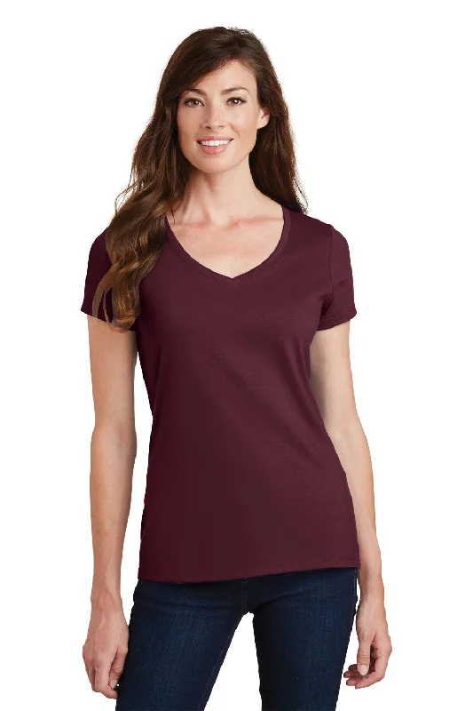 Port & Company Womens Fan Favorite Short Sleeve V-Neck T-Shirt - Athletic Maroon