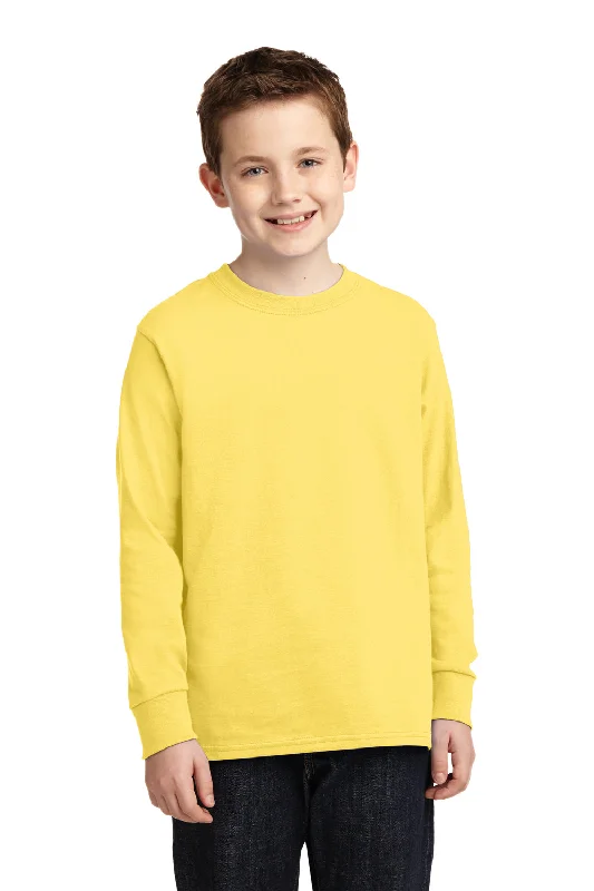 Port & Company Youth Core Long Sleeve Crewneck T-Shirt - Yellow