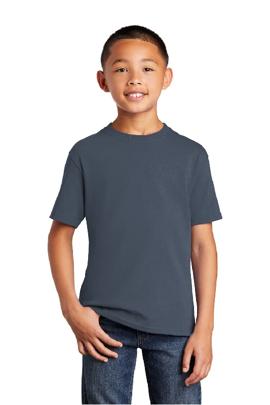 Port & Company Youth Core Short Sleeve Crewneck T-Shirt - Steel Blue