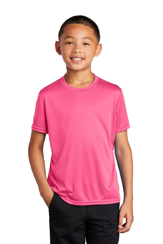 Port & Company Youth Dry Zone Performance Moisture Wicking Short Sleeve Crewneck T-Shirt - Neon Pink