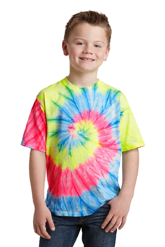 Port & Company Youth Tie-Dye Short Sleeve Crewneck T-Shirt - Neon Rainbow