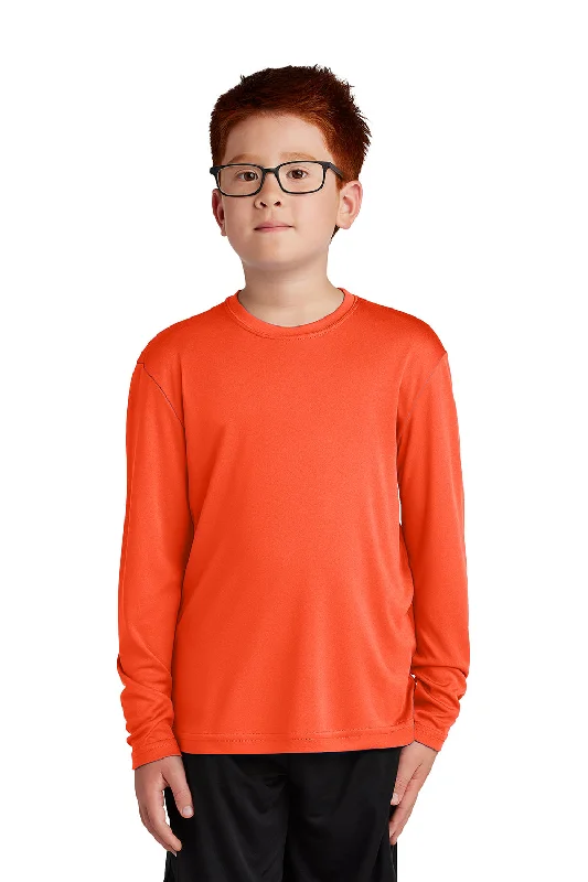 Sport-Tek Youth Competitor Moisture Wicking Long Sleeve Crewneck T-Shirt - Neon Orange