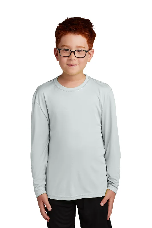 Sport-Tek Youth Competitor Moisture Wicking Long Sleeve Crewneck T-Shirt - Silver Grey