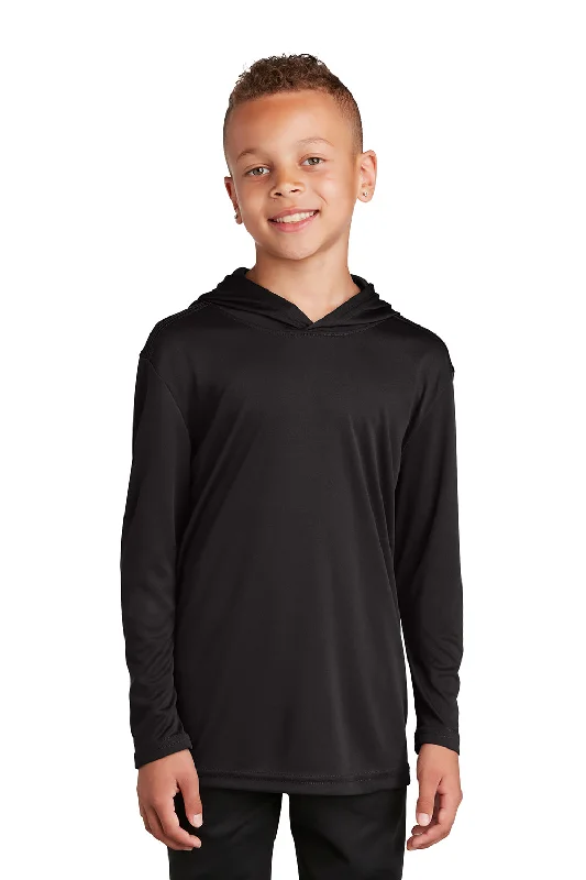 Sport-Tek Youth Competitor Moisture Wicking Long Sleeve Hooded T-Shirt Hoodie - Black