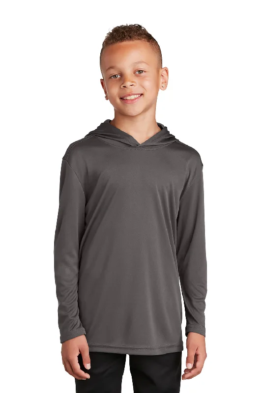 Sport-Tek Youth Competitor Moisture Wicking Long Sleeve Hooded T-Shirt Hoodie - Iron Grey