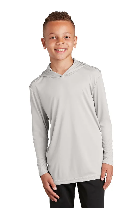 Sport-Tek Youth Competitor Moisture Wicking Long Sleeve Hooded T-Shirt Hoodie - Silver Grey