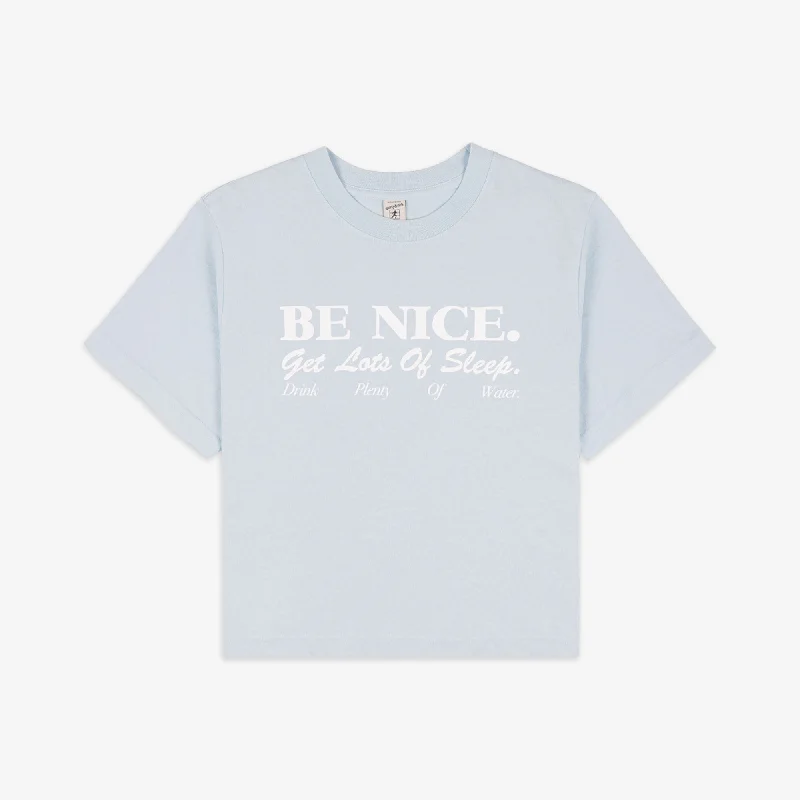 SPORTY & RICH | BE NICE CROPPED T-SHIRT { BABY BLUE/WHITE