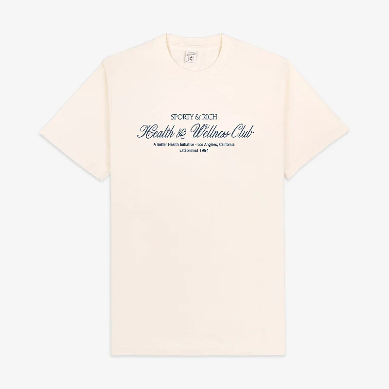 SPORTY & RICH | H&W CLUB T-SHIRT { CREAM/NAVY