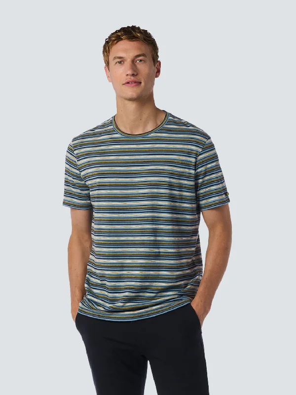 T-shirt with Round Neck and Multicolor Stripes | Cloud