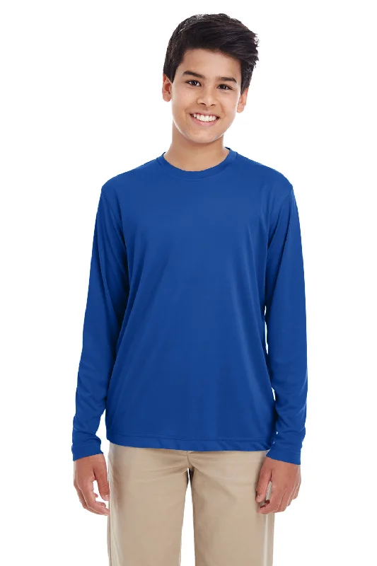 UltraClub Youth Cool & Dry Performance Moisture Wicking Long Sleeve Crewneck T-Shirt - Royal Blue