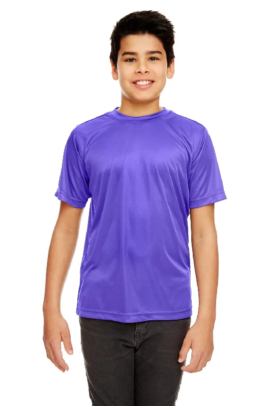 UltraClub Youth Cool & Dry Performance Moisture Wicking Short Sleeve Crewneck T-Shirt - Purple