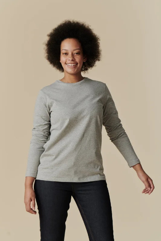 Women's Long Sleeve T Shirt - Grey Marl