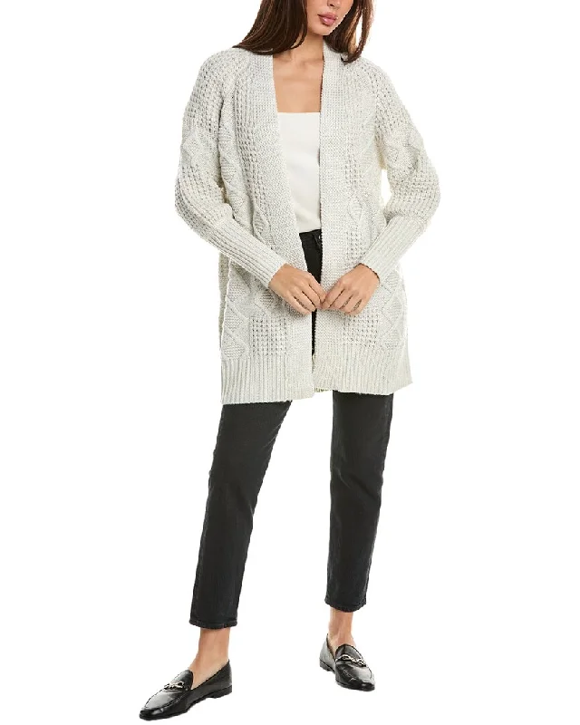 Forte Cashmere Lurex Cable Wool & Cashmere-Blend Cardigan