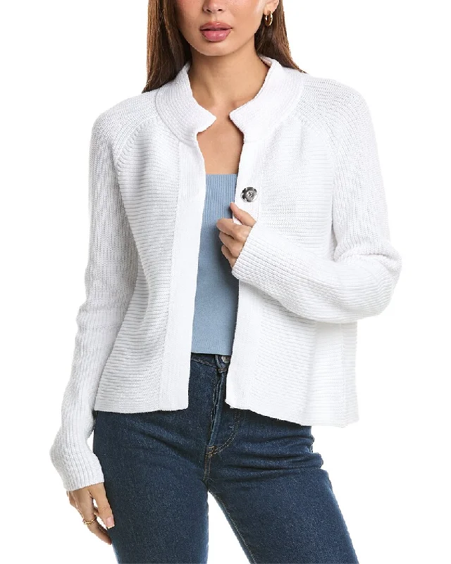 Forte Cashmere Rib Mock Cardigan